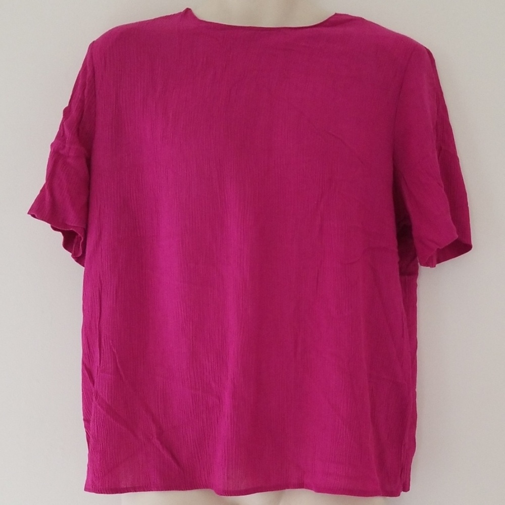 Norton McNaughton Pink Short Sleeve Wrinkle Blouse